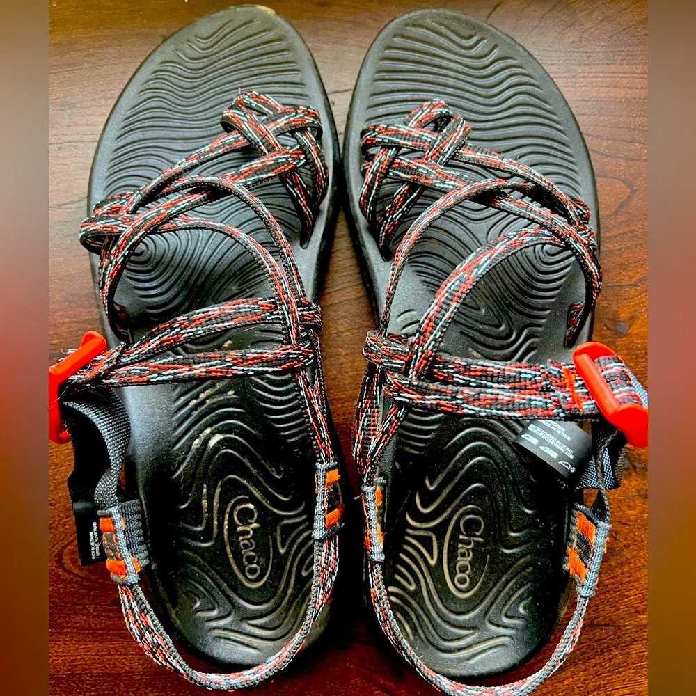 Chaco Black and Orange Strappy Sandals